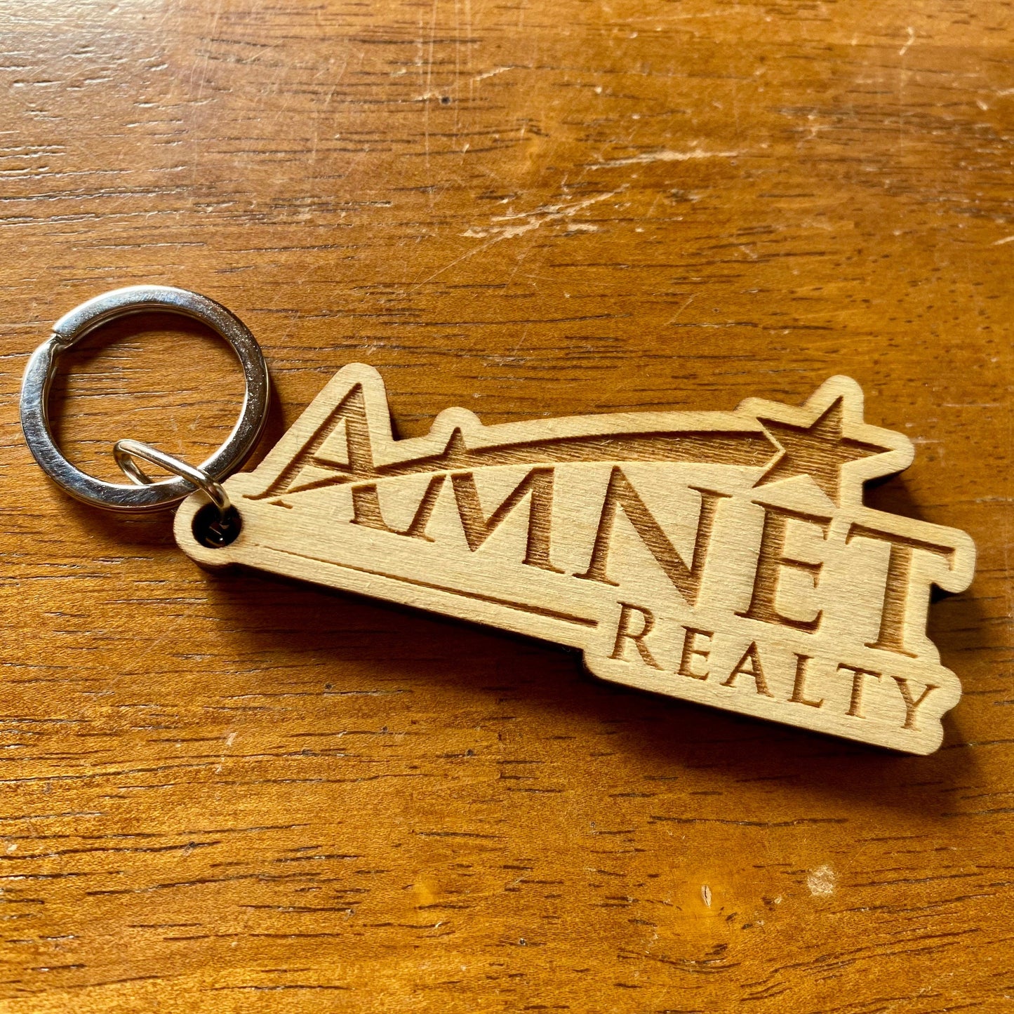 Custom Logo Engraved Wood Keychain