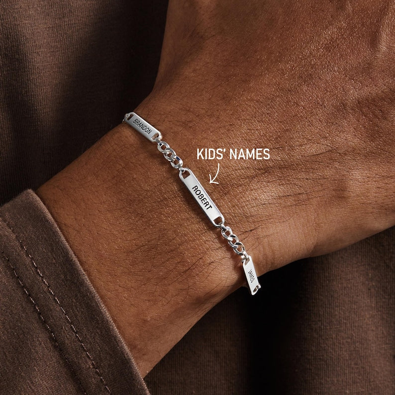Mens Bracelet Silver, Husband Gift