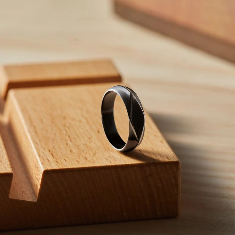 Black rhodium plated 925 sterling silver hidden message ring for men | Mrs Gift