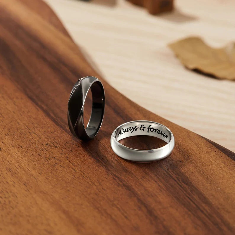 Inside engraving on sterling silver hidden message ring for men – Always & forever | Mrs Gift