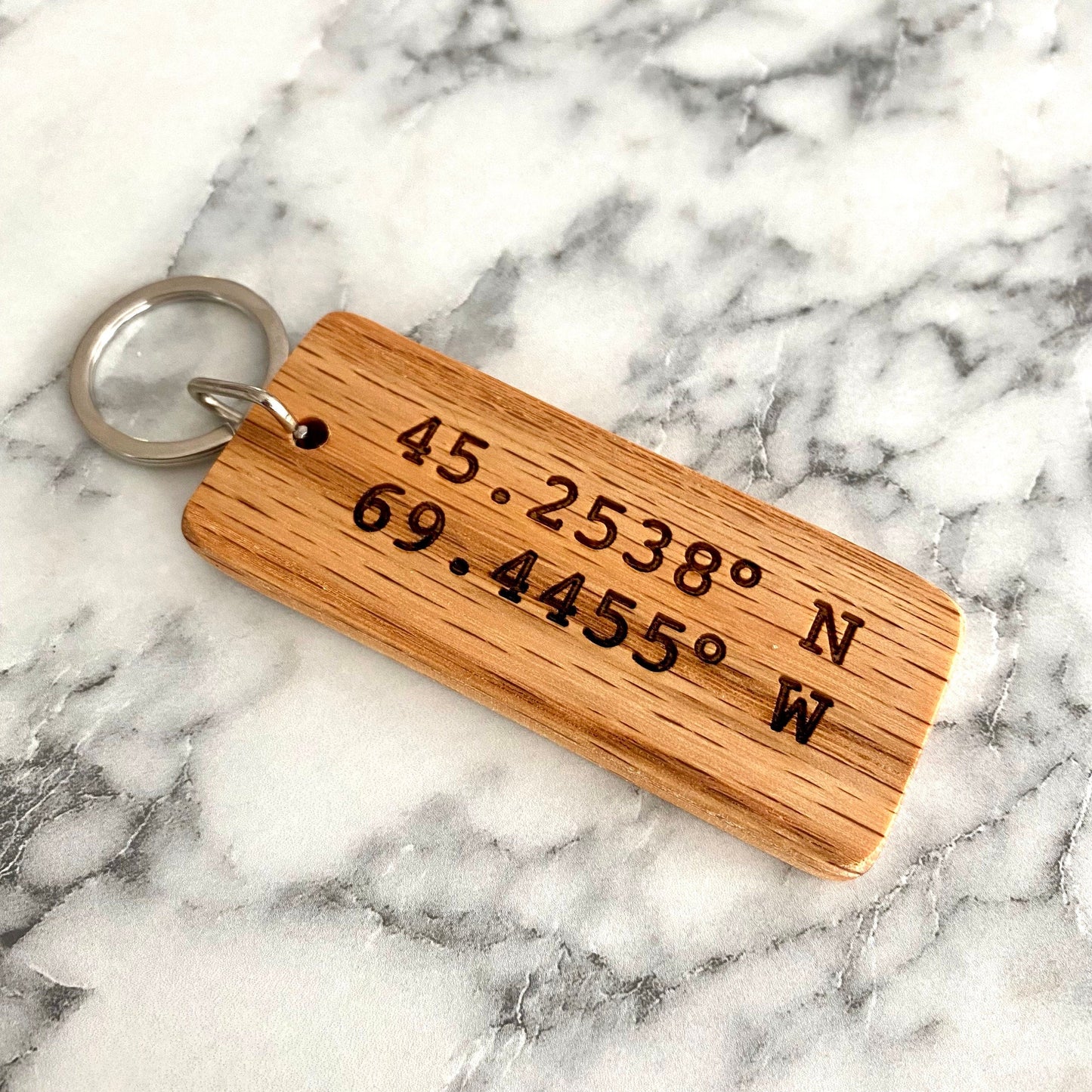 Custom latitude longitude wood keychain | Mrs Gift