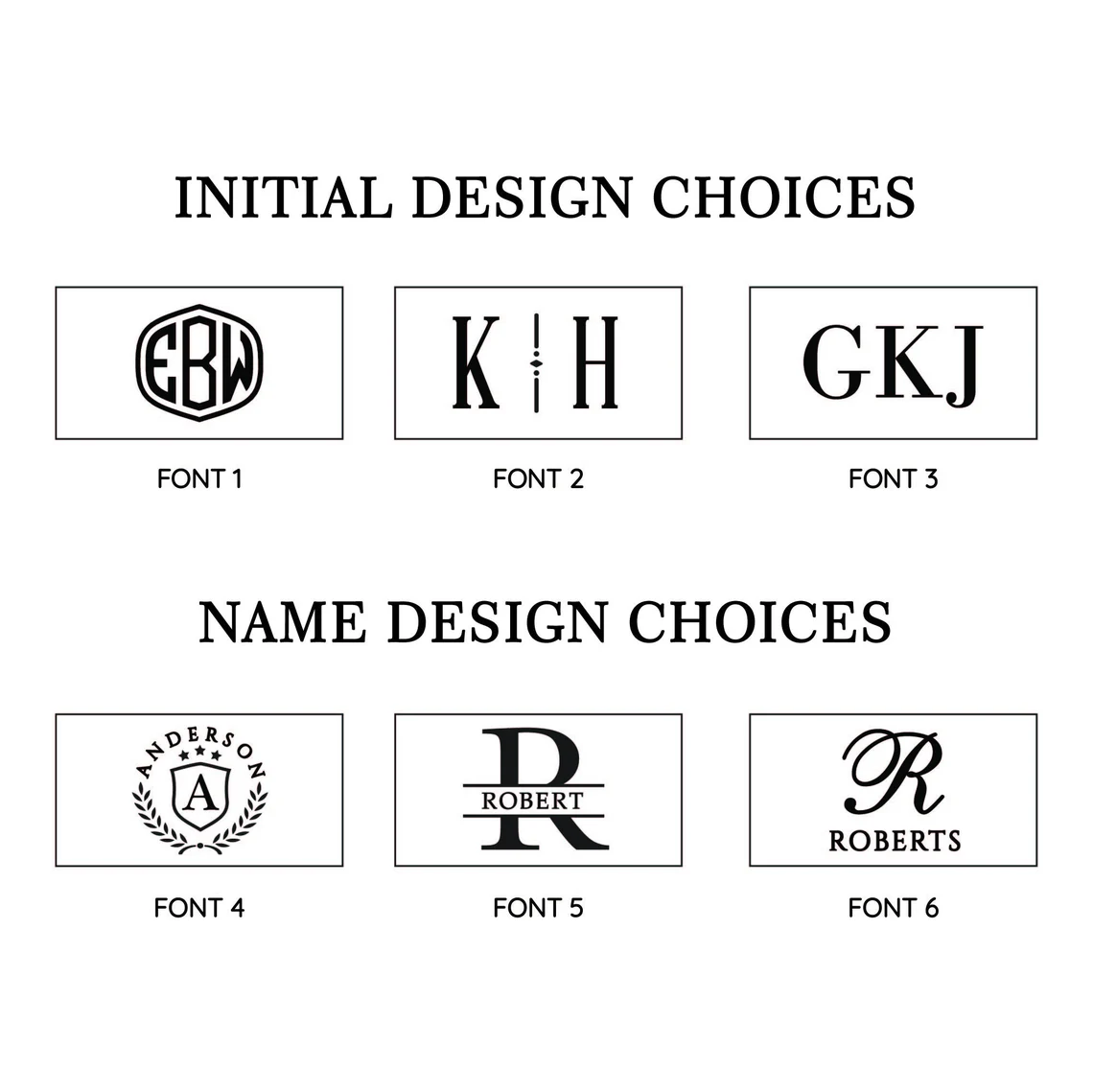 Font and design choices for initials and name engraving on custom leather keychains | Mrs Gift