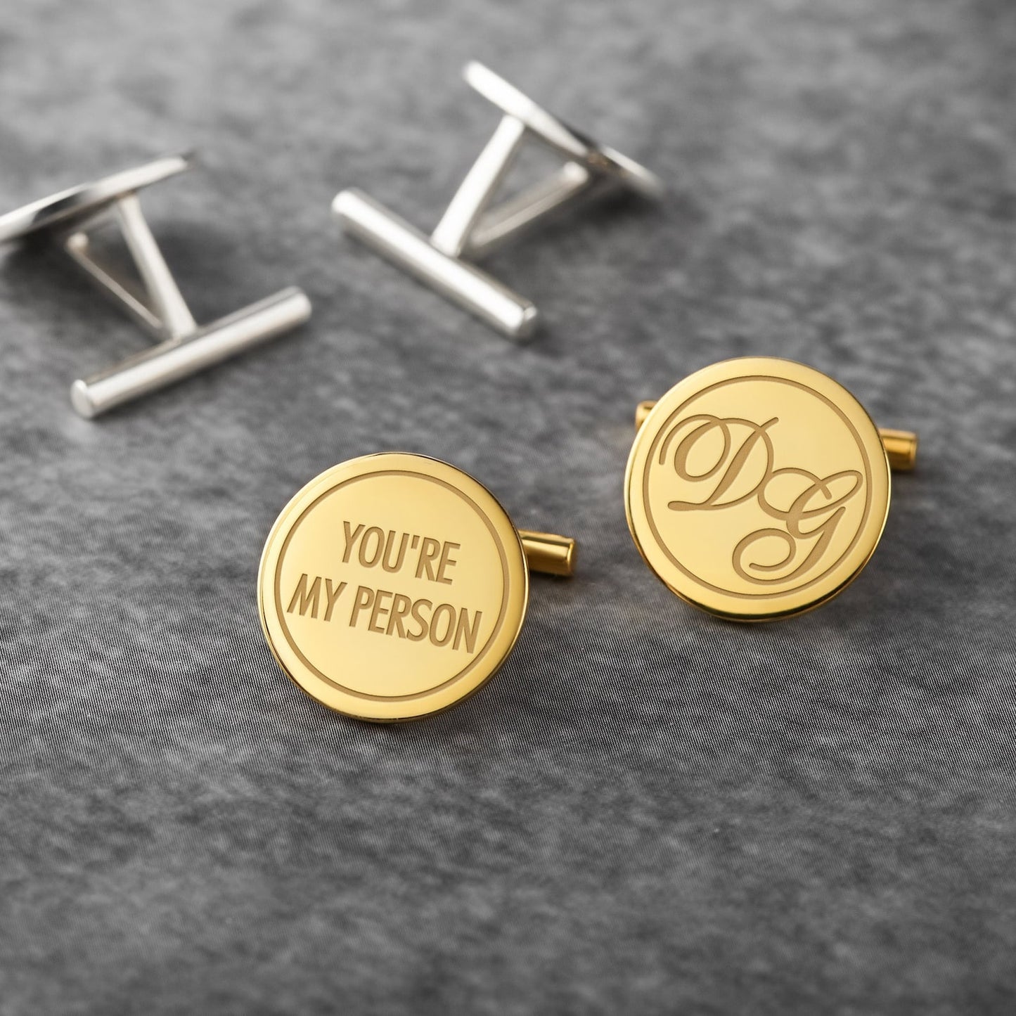 Personalized gold cufflinks with initials and engraved quote | Mrs Gift