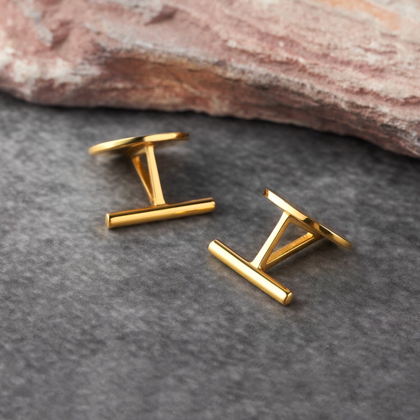 Gold-plated sterling silver cufflinks back view | Mrs Gift