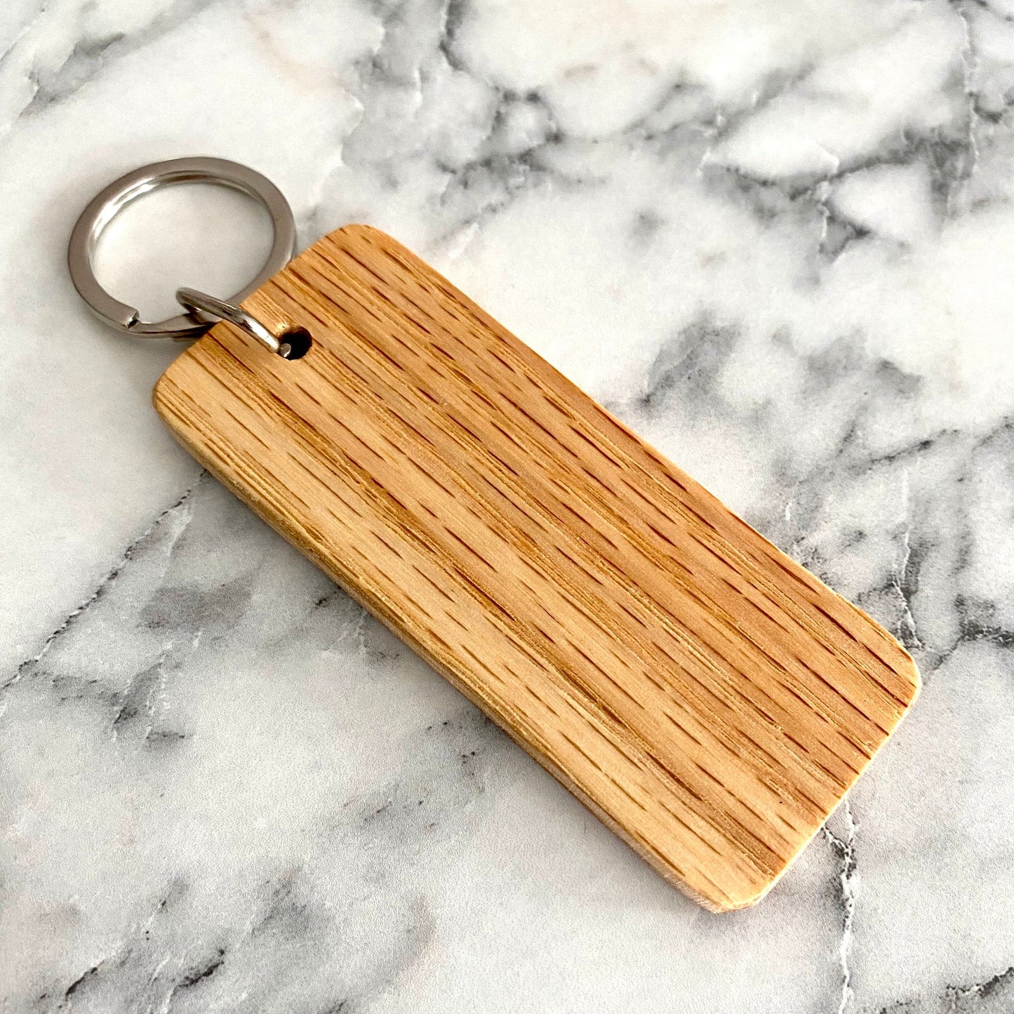 Plain oak wood keychain back view | Mrs Gift