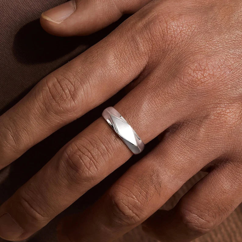 Sterling silver Roman numeral ring worn on hand, engraved with special date | Mrs Gift