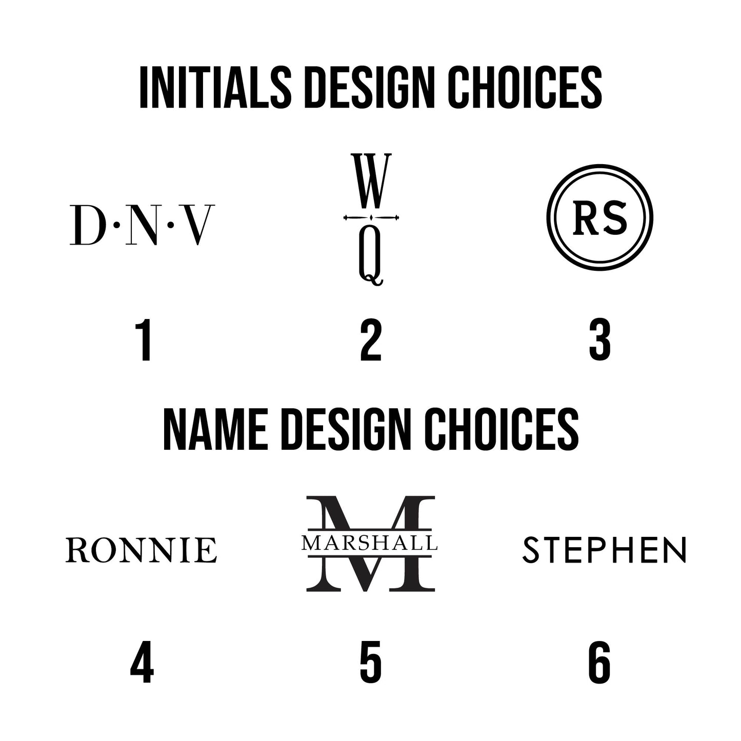 Engraving design options for personalized wallets – choose initials or name style for a custom leather gift | Mrs Gift