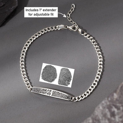 Dual Fingerprint Bracelet, Father of 2, Custom Dad Bracelet