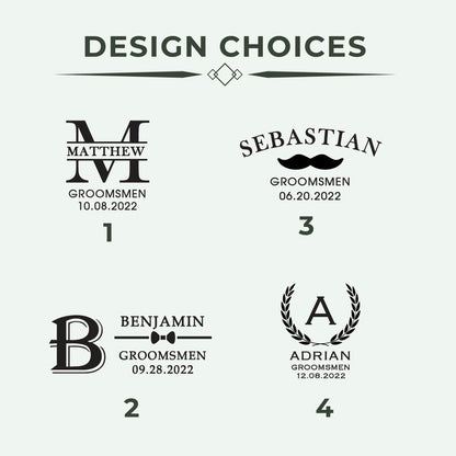 Monogram and name engraving design choices for leather dopp kit | Mrs Gift