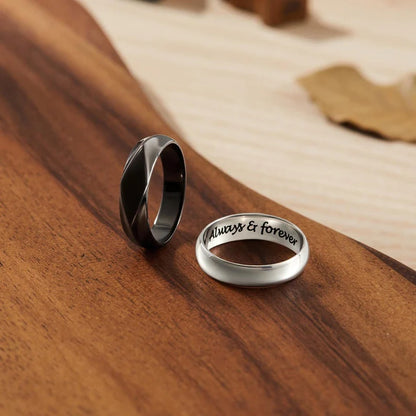Inside engraving on sterling silver hidden message ring for men – Always & forever | Mrs Gift