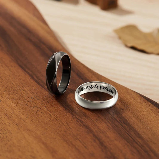 Inside engraving on sterling silver hidden message ring for men – Always & forever | Mrs Gift