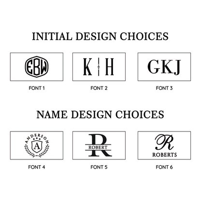 Font and design choices for initials and name engraving on custom leather keychains | Mrs Gift