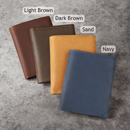 Color options for personalized genuine leather wallets – Sand, Navy, Dark Brown, Light Brown | Mrs Gift