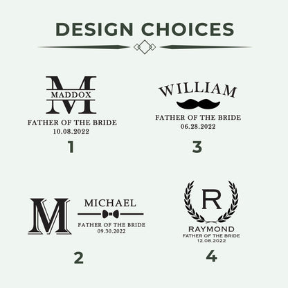 Groomsmen monogram design style choices for cufflink and tie clip gift set | Mrs Gift